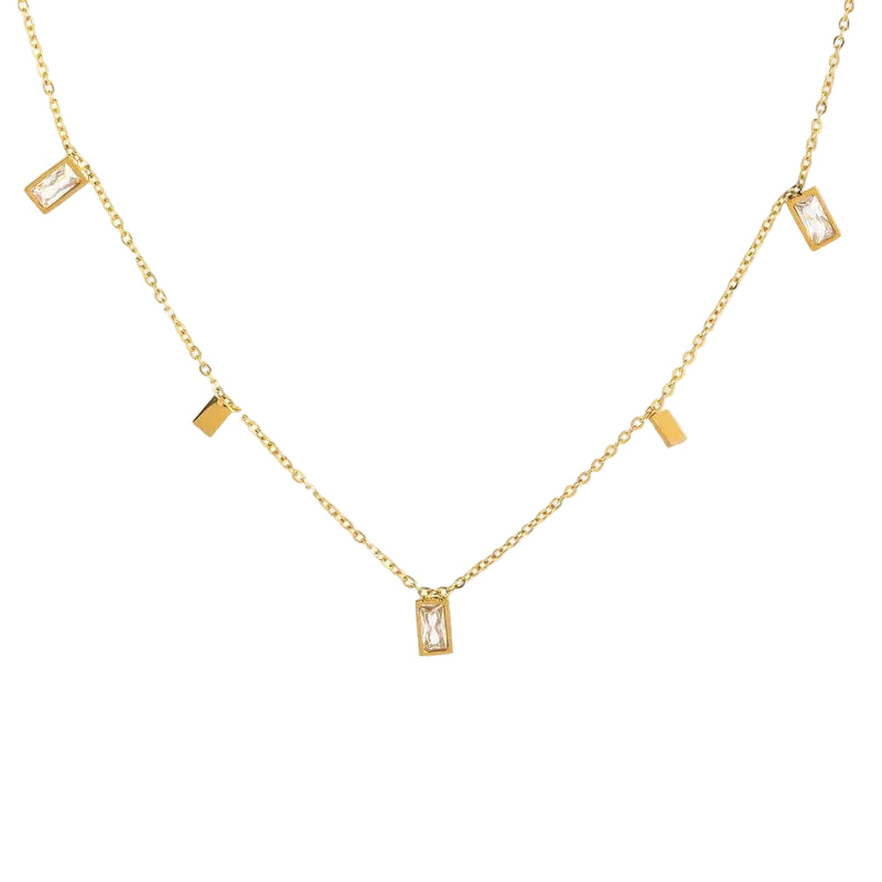 Collar de Titanio con Cristal Cuadrado