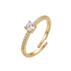 Anillo Abierto de Titanio con Zirconia Central y Pavé