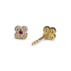 Aretes de Plata con Trébol de Circones y Centro Rosa