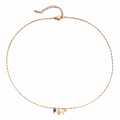 Collar de Acero con Perla y Corazón Azul