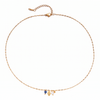Collar de Acero con Perla y Corazón Azul