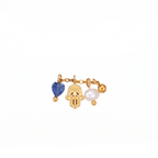 Collar de Acero con Perla y Corazón Azul