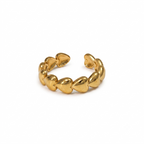 Anillo Abierto de Titanio con Corazones en Relieve