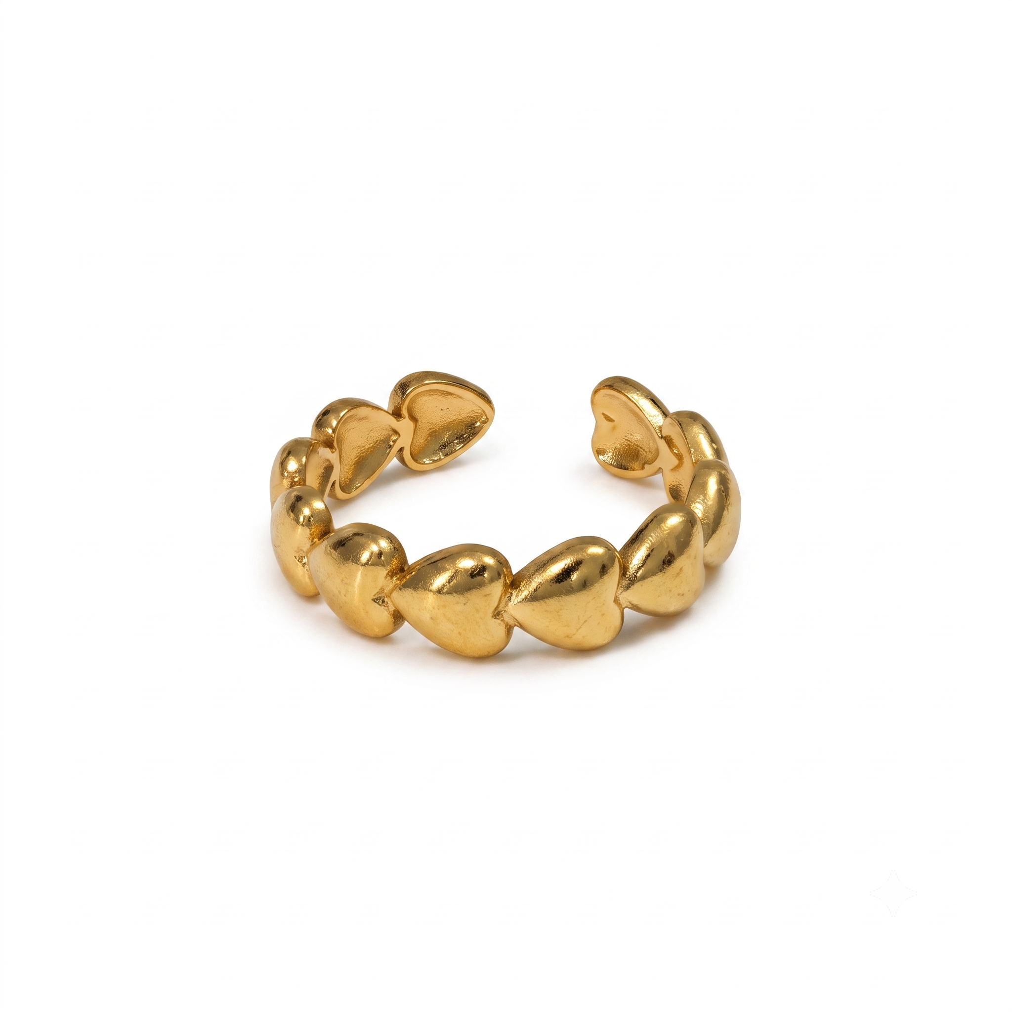 Anillo Abierto de Titanio con Corazones en Relieve