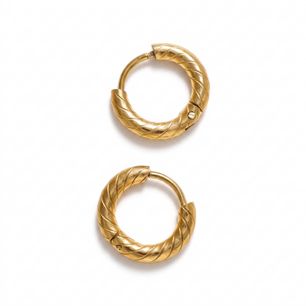 Argollas de Acero con Textura Trenzada