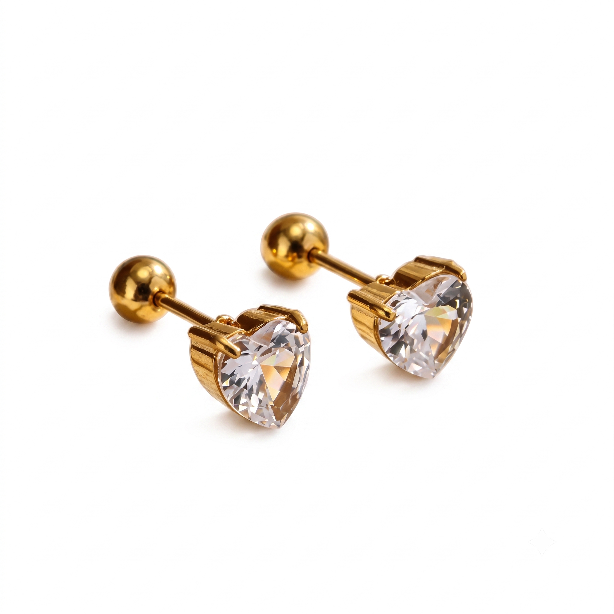 Piercings de Acero con Zirconia en Forma de Corazón
