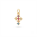 Dije de Plata con Cruz de Zirconias Multicolo con Cadena Box Ajustable