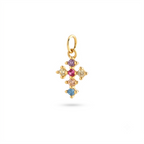 Dije de Plata con Cruz de Zirconias Multicolo con Cadena Box Ajustable