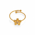 Anillo Abierto de Acero con Flor y Zirconia Central