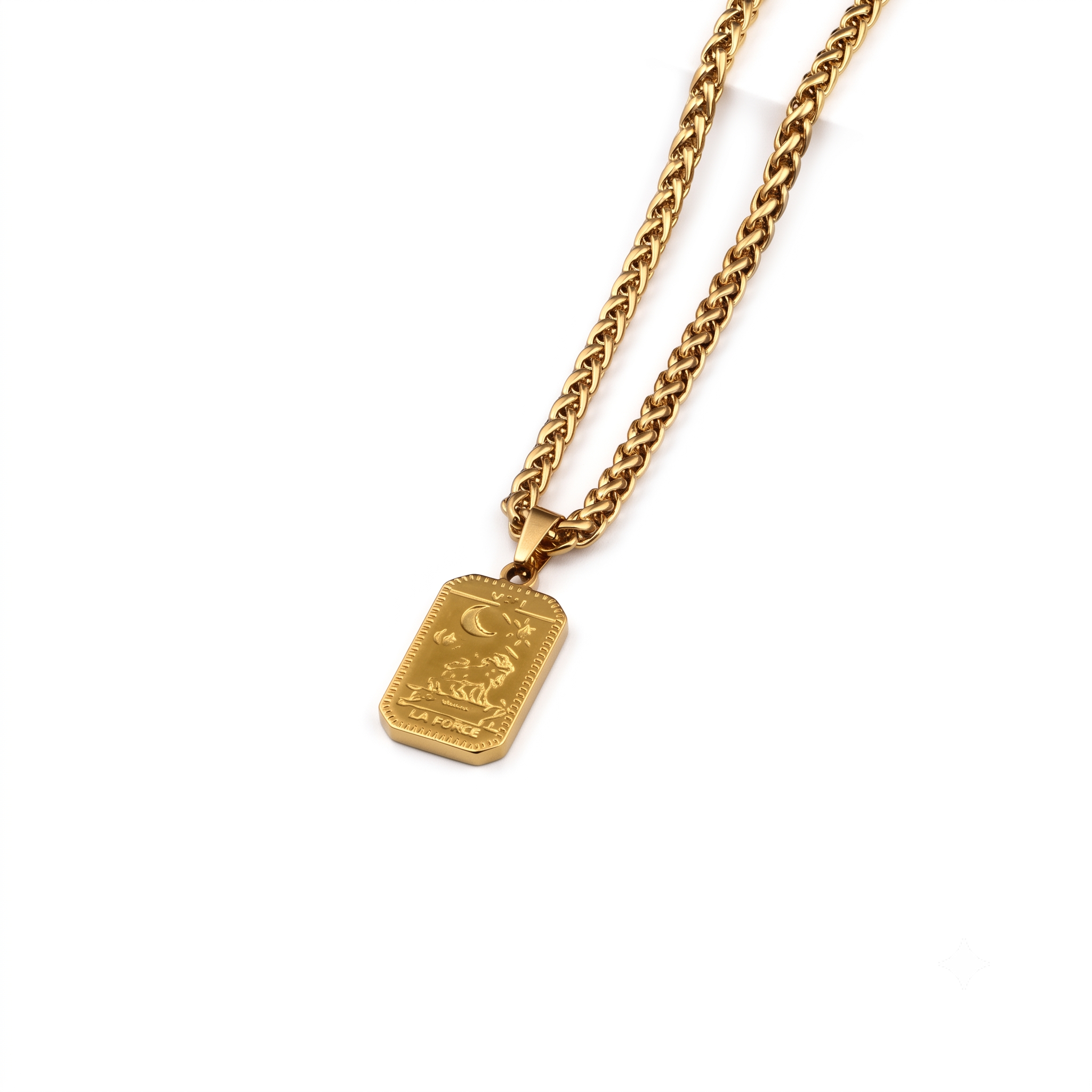 Collar de Acero con Colgantes Grabados para Hombre