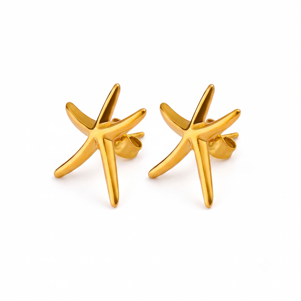 Aretes de Acero con Forma de Estrella de Mar