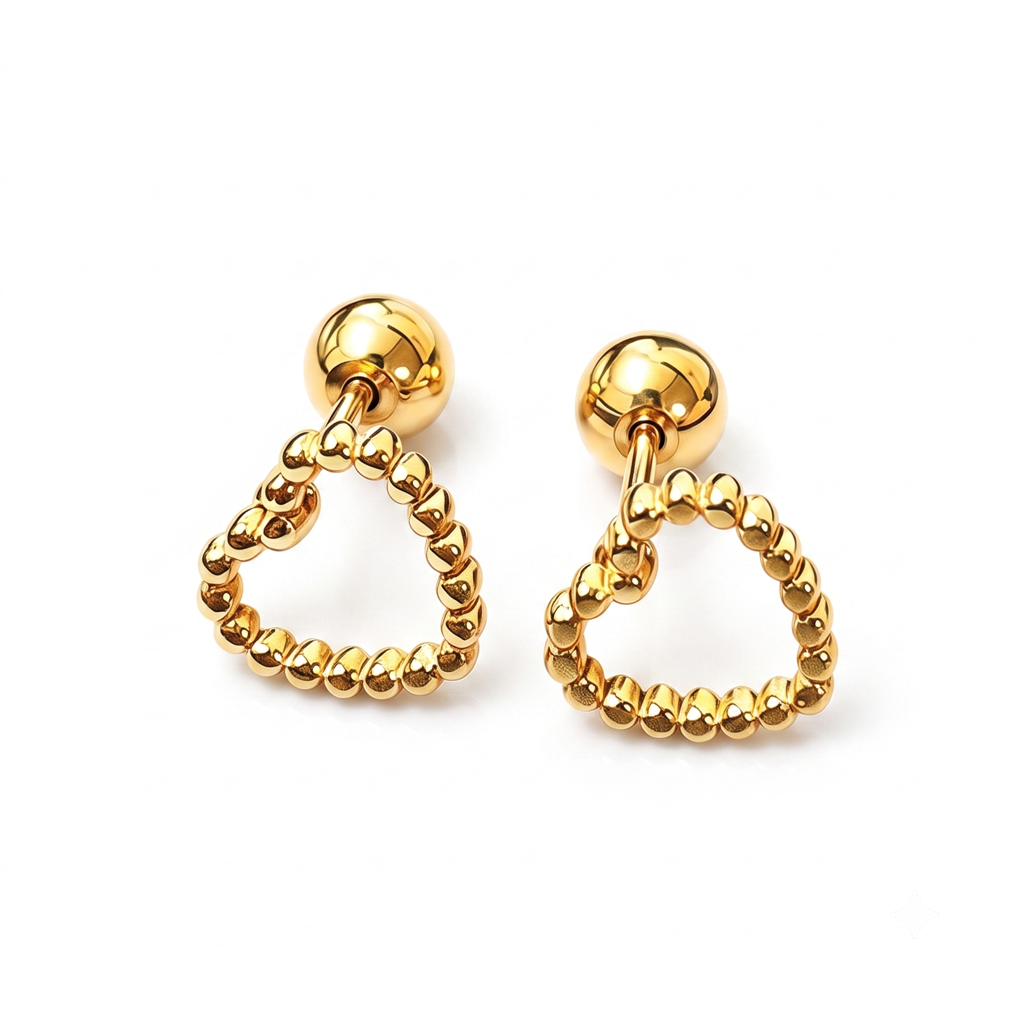 Piercings de Acero con Corazon de Cuentas