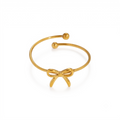 Anillo Abierto de Acero con Moño Dorado