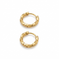 Argollas de Acero con Acabado Trenzado Dorado