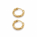 Argollas de Acero con Acabado Trenzado Dorado