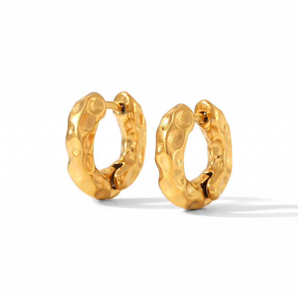Argollas de Acero con Textura Orgánica Martillada