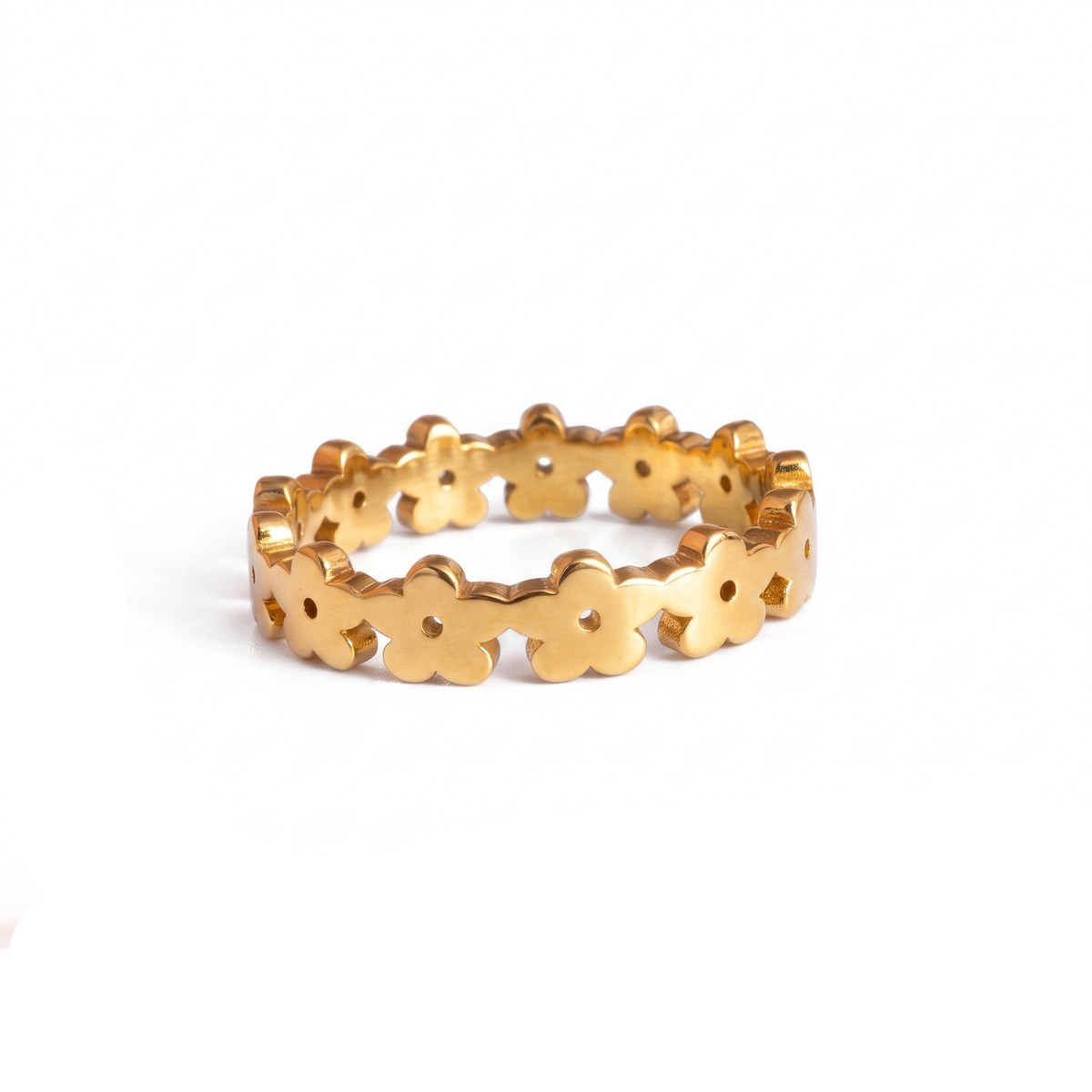 Anillo de Titanio con Flores en Relieve