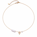 Collar de Acero con Cruz de Circones y Perla Barroca