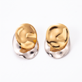 Aretes de Acero con Domo Bicolor Texturizado
