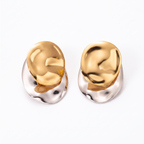 Aretes de Acero con Domo Bicolor Texturizado