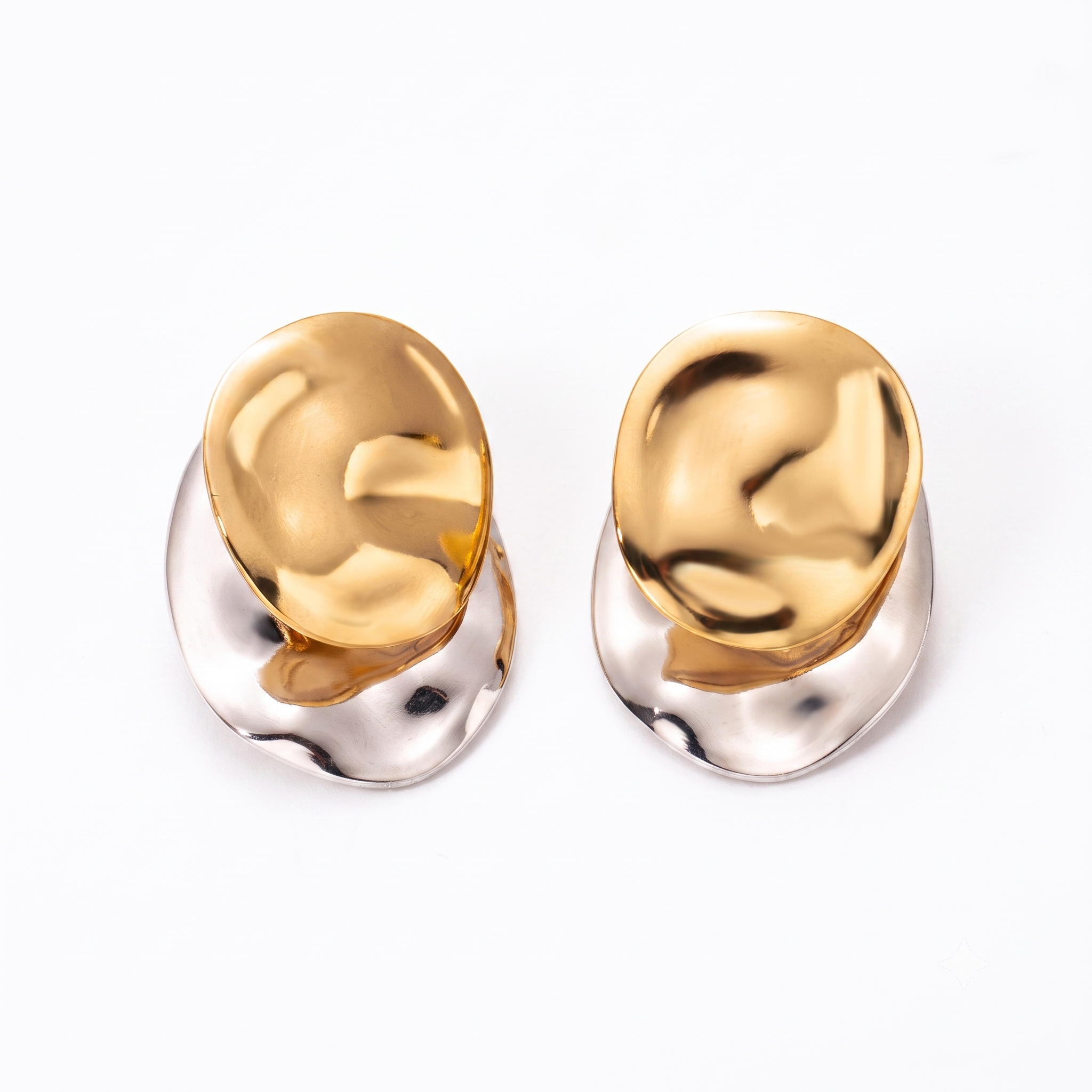 Aretes de Acero con Domo Bicolor Texturizado