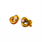 Aretes de Acero con Nudo Entrelazado y Perla Central
