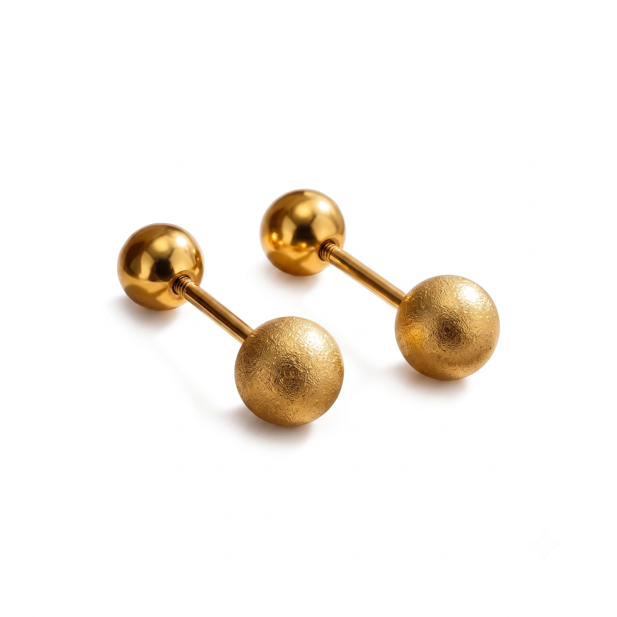 Piercings de Acero con Bola Doble — Brillo y Textura Mate