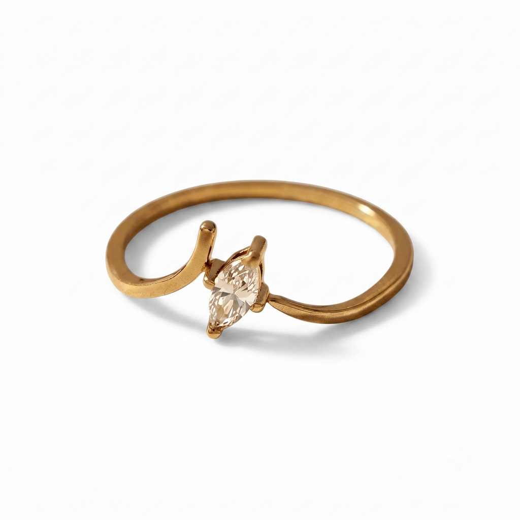 Anillo de Acero con Zirconia Marquesa Abierto