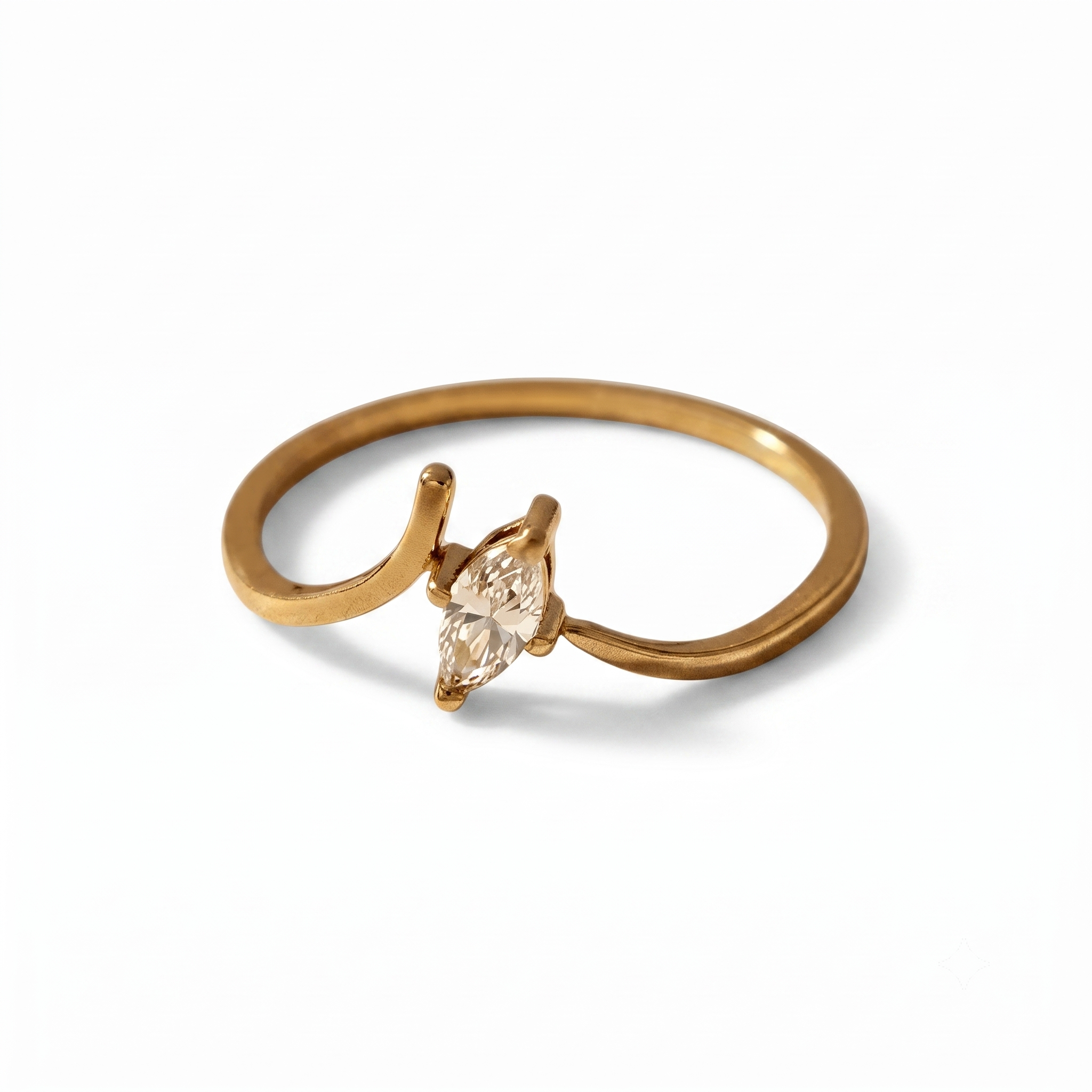 Anillo de Acero con Zirconia Marquesa Abierto