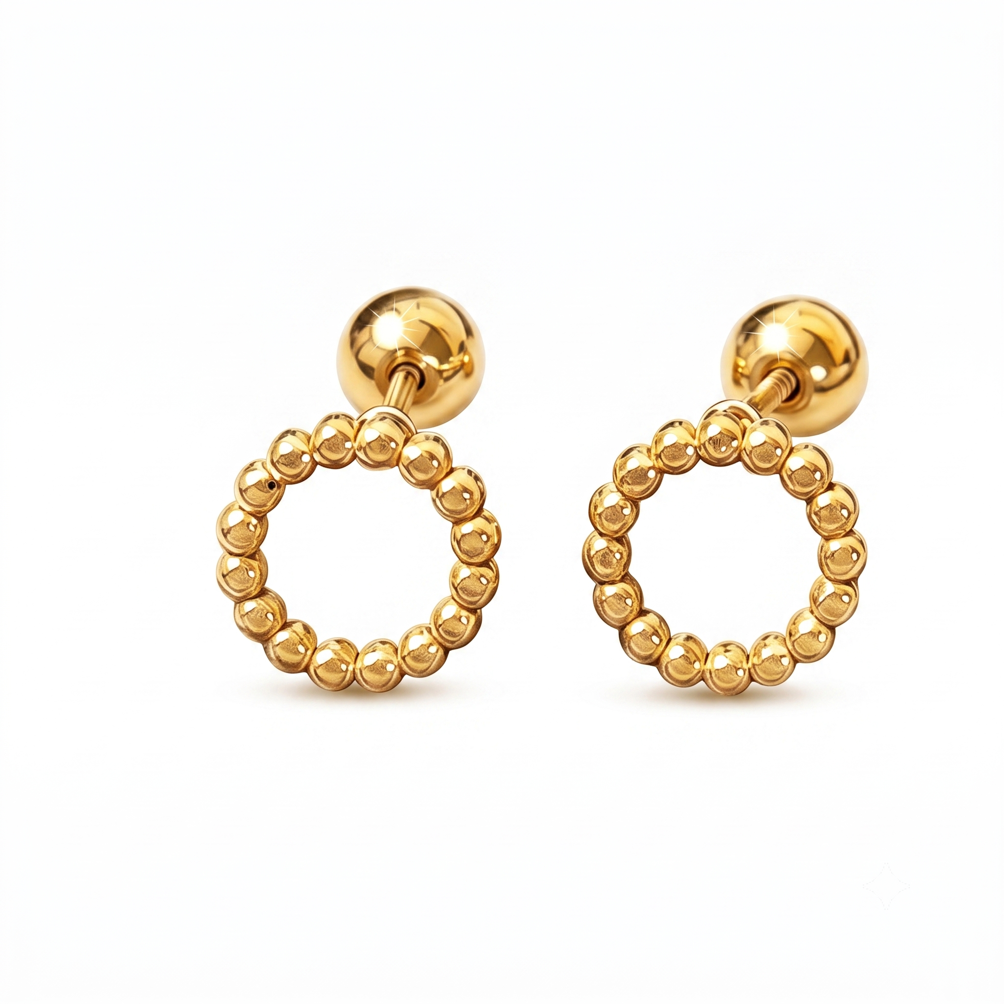 Piercings de Acero con Aro de Bolitas Doradas