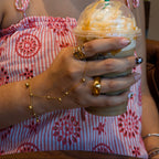 Pulsera de Acero con Cadena de Cuentas y Aro para Dedo