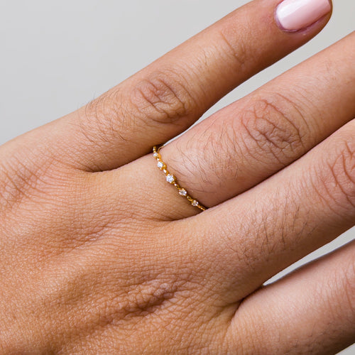 Anillo de Acero con Zirconia en Degradé Dorado