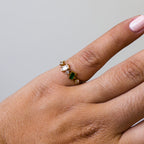 Anillo de Acero con Zirconias Baguette y Esmeralda