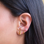 Aretes de Acero con Trío de Estrellas en Cascada