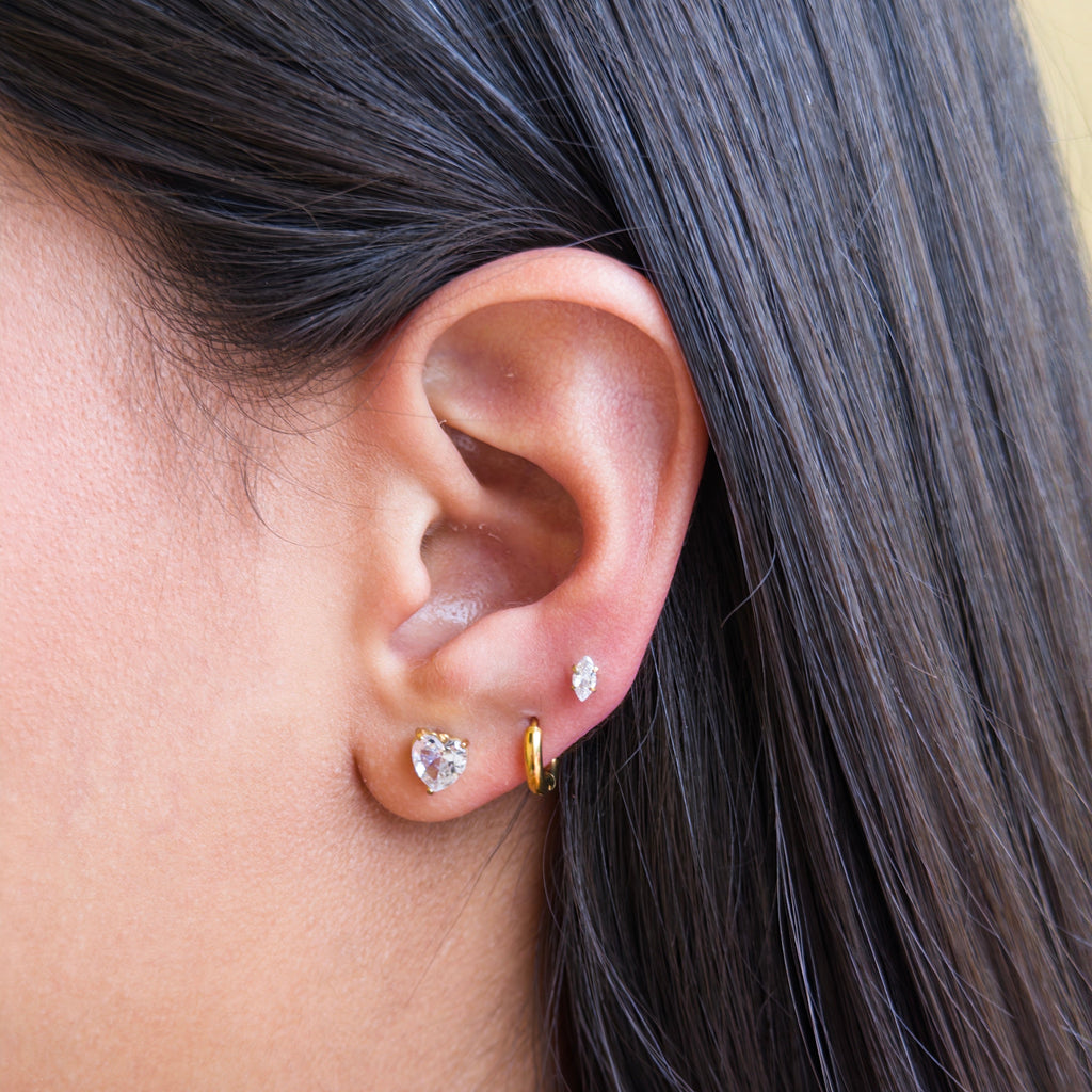 Piercings de Acero con Zirconia en Forma de Corazón