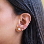 Piercings Topo de Acero con Perla en Aro Dorado