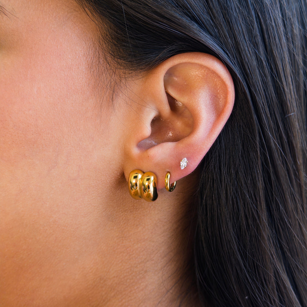 Aretes de Acero con Doble Aro Abultado