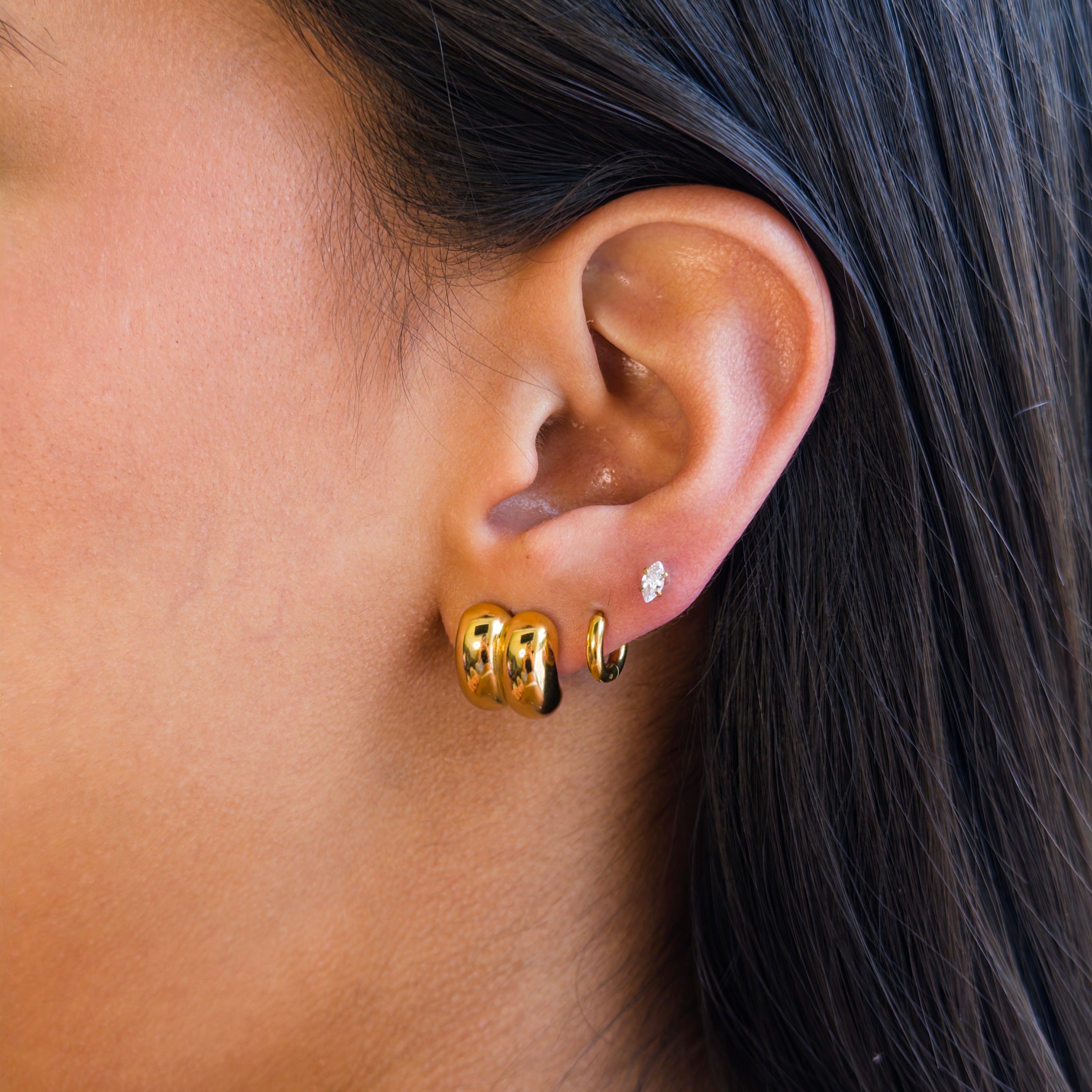 Aretes de Acero con Doble Aro Abultado