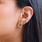 Aretes de Acero con Doble Aro Ondulado Bicolor