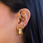 Argollas de Acero con Bloque Trapezoidal y Zirconia Baguette