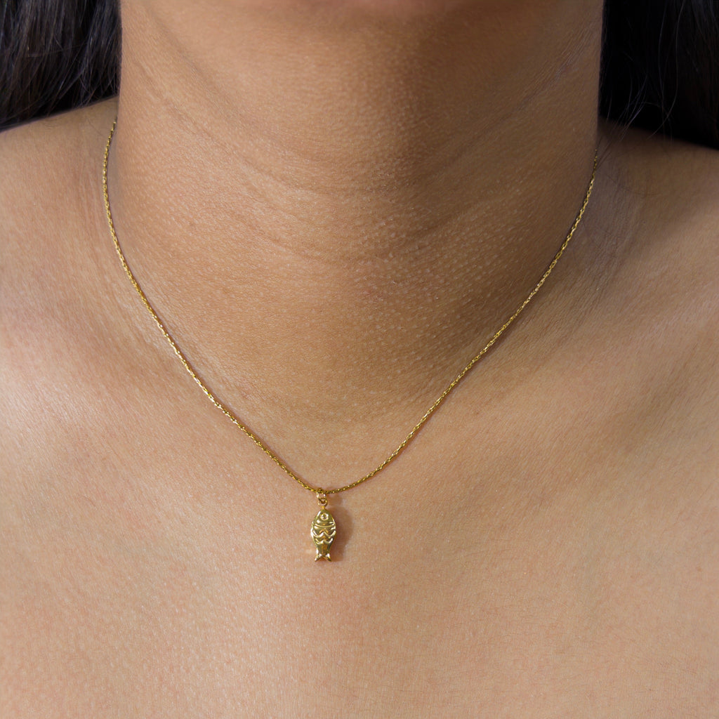Collar de Acero con Dije de Pez