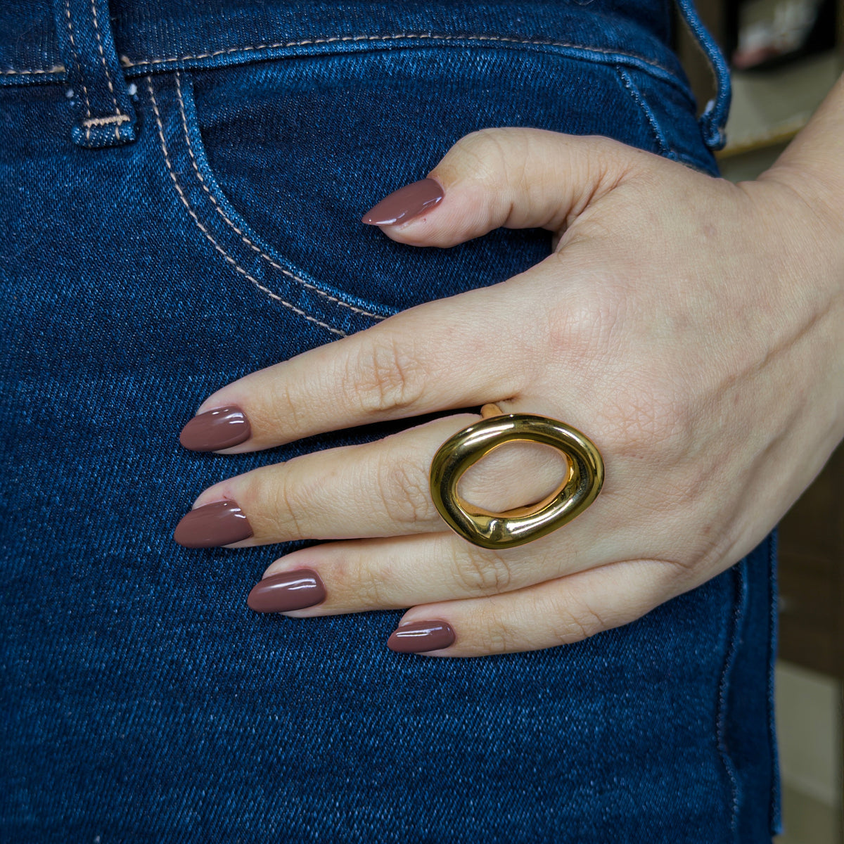 Anillo de Acero con Aro Orgánico Volumétrico