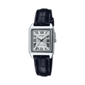 Reloj con correa de cuero negro y esfera blanca