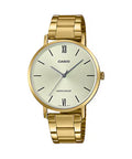 Reloj de acero dorado con esfera minimalista