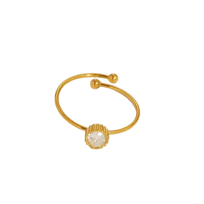 Anillo de Acero con Detalle Geometrico