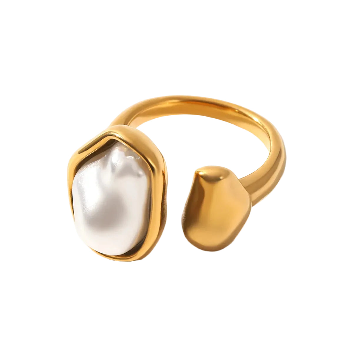 Anillo de Acero con perla geométrica