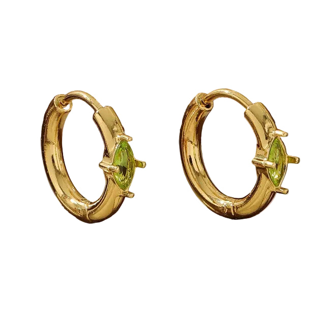 Argollas de Acero con Zirconia Marquesa Verde