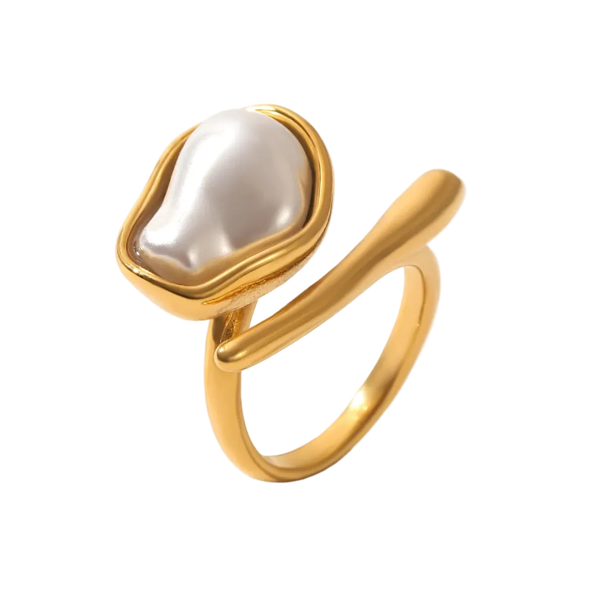 Anillo de Acero con perla geométrica