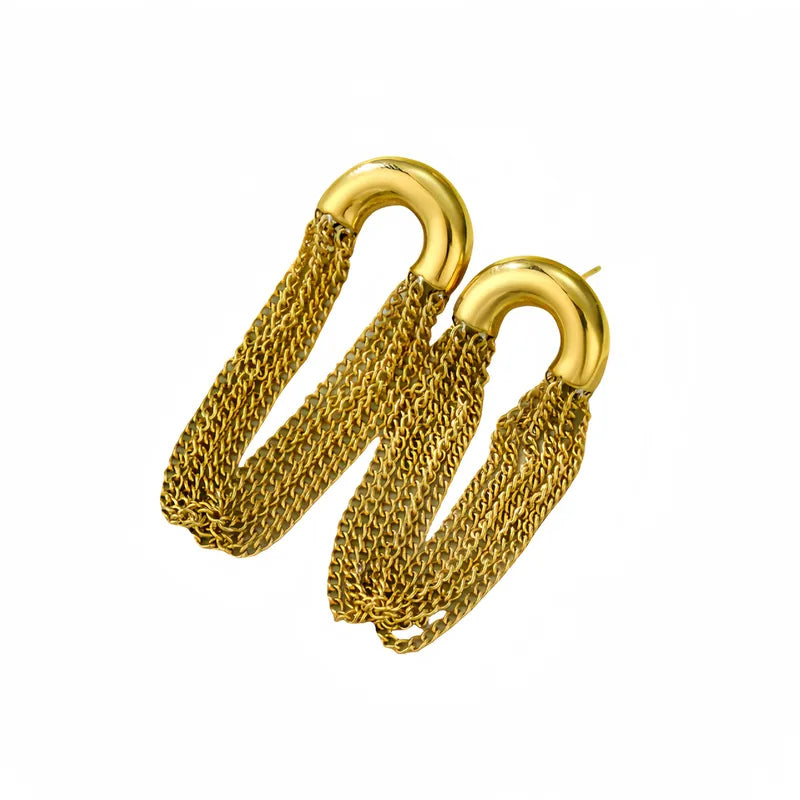 Aretes de Acero con Semicírculo y Borla