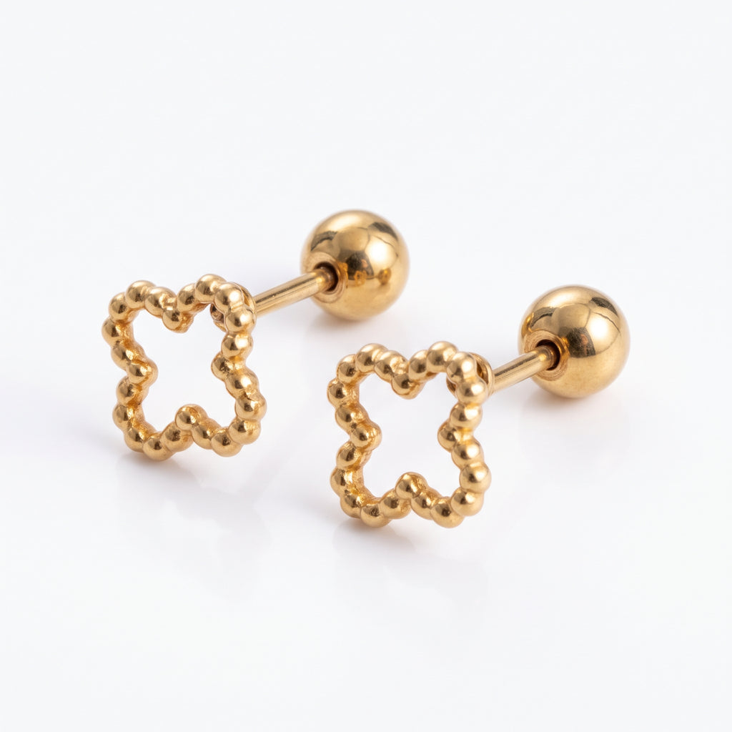 Piercings de Acero con Marco Cuadrado Texturizado